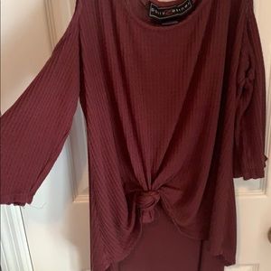 Buckle Brand Cold Shoulder Waffle Knit Top